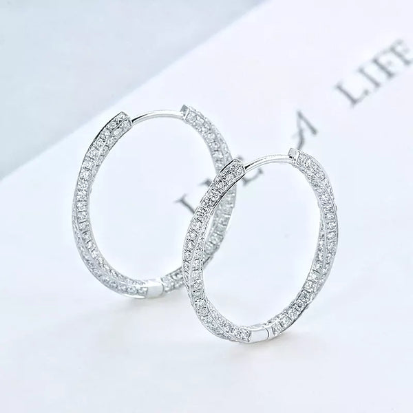 Hoop Diamonds Earrings Pure White Gold 18k