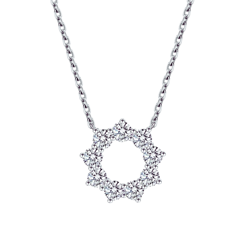 Flower Diamond Necklace 18K White Gold