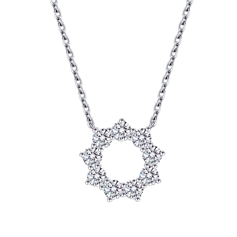 Flower Diamond Necklace 18K White Gold