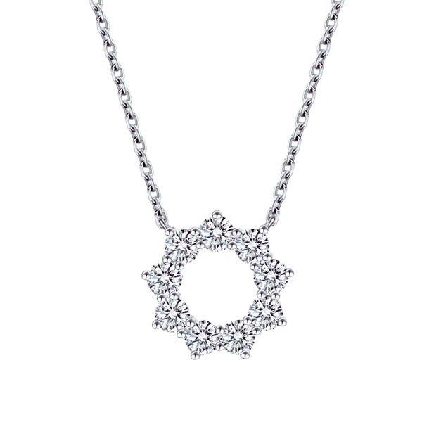 Flower Diamond Necklace 18K White Gold