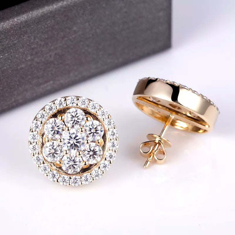 10k Yellow Gold Moissanite Diamond Stud Earrings