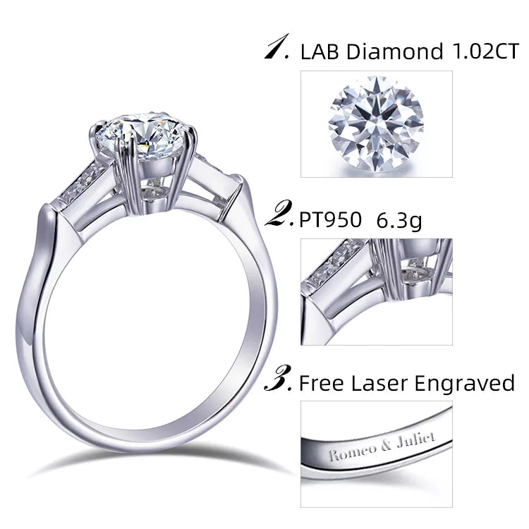 18k White Gold Unique Engagement Lab Diamond Ring