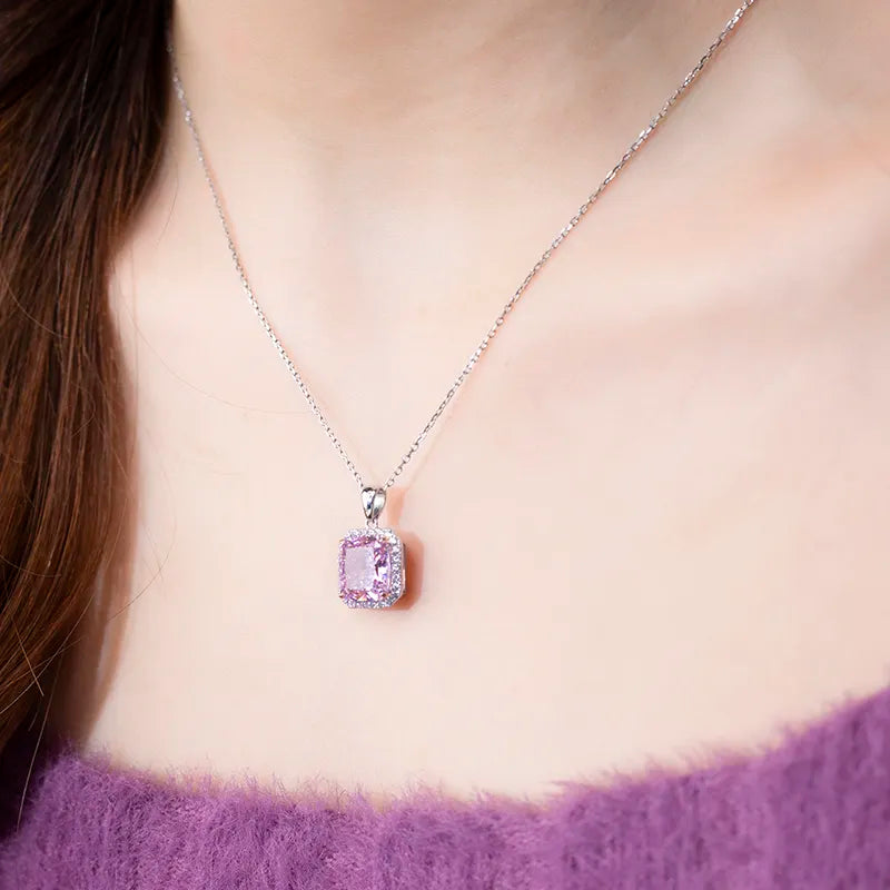 Cubic Zirconia Cushion Silver Pendant