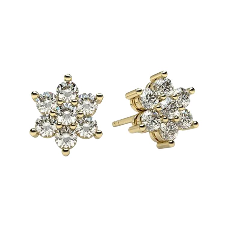 Luxury Flower Dazzling Diamond Studs Earrings