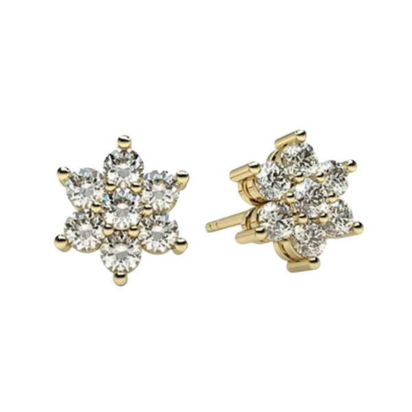 Luxury Flower Dazzling Diamond Studs Earrings