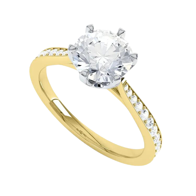 Designer 18k Gold Round Brilliant Cut Lab Grown Diamond Engagement Ring