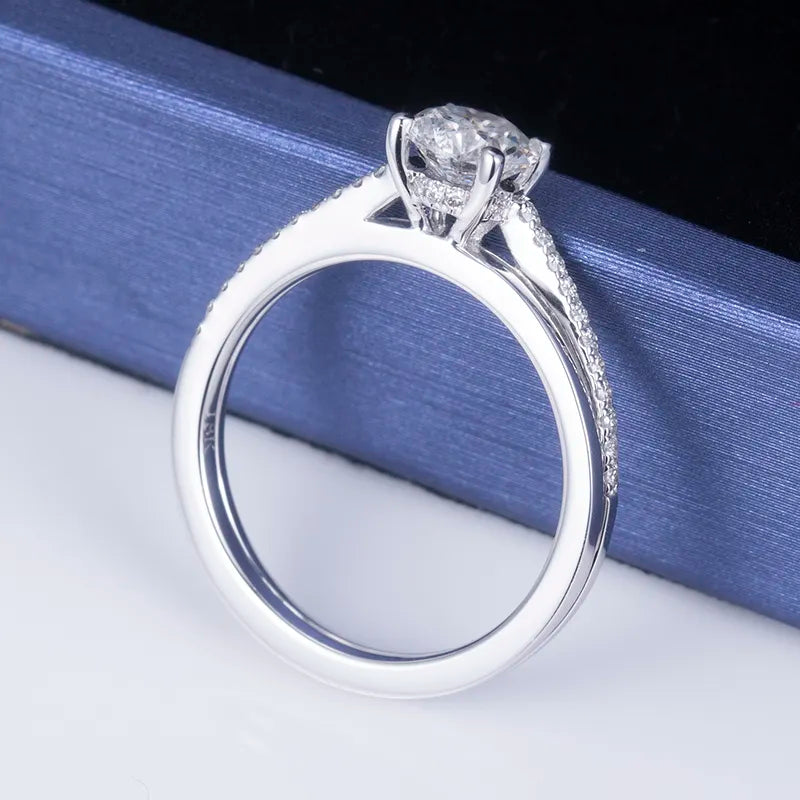 18k White Gold Cathedral Lab Diamond Engagement Ring