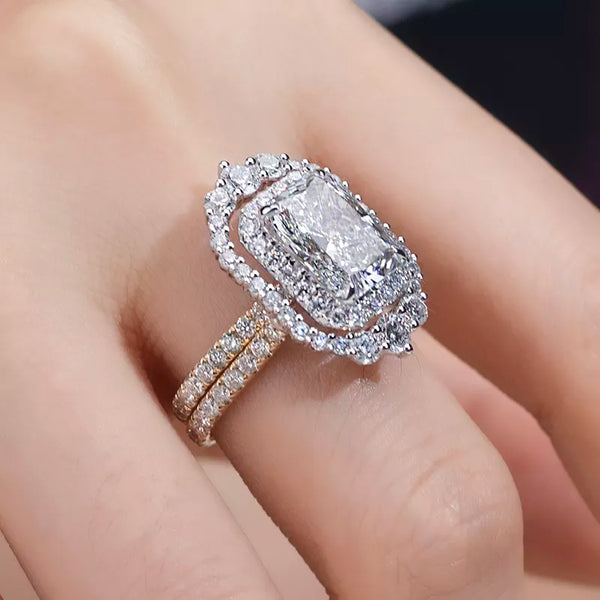 2.5 Carat Radiant Cut Lab Diamond Halo Engagement Ring