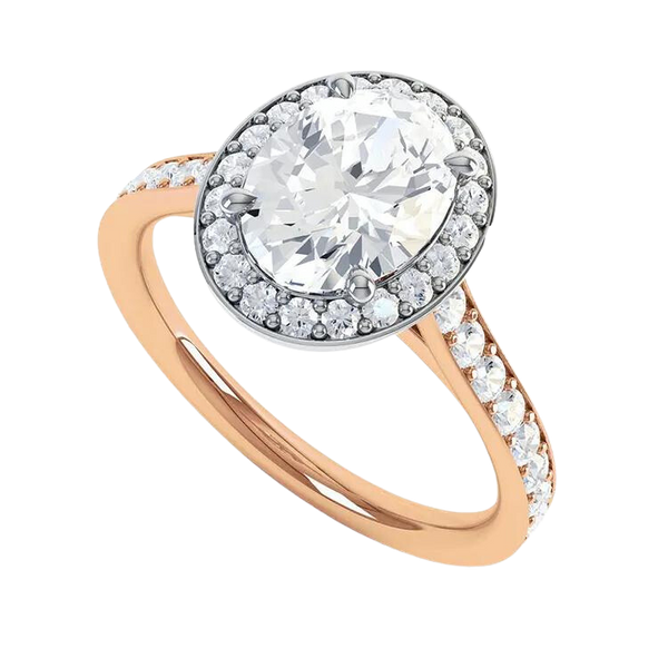 18k Gold Oval Halo Diamond Engagement Ring