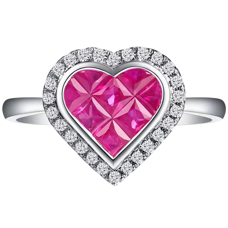 18k Gold Heart Natural Pink Sapphire Ring