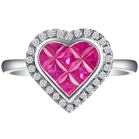 18k Gold Heart Natural Pink Sapphire Ring