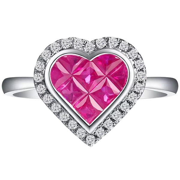 18k Gold Heart Natural Pink Sapphire Ring