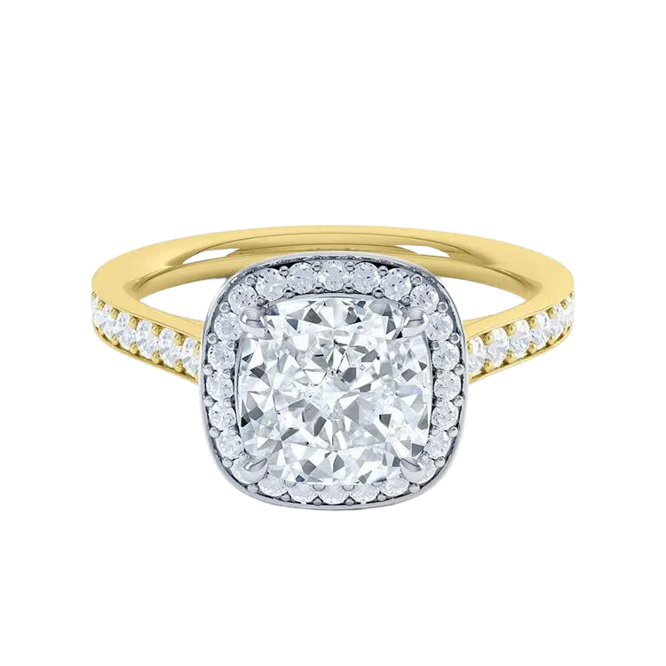 1Ct Cushion Cut Halo Diamond Engagement  Ring