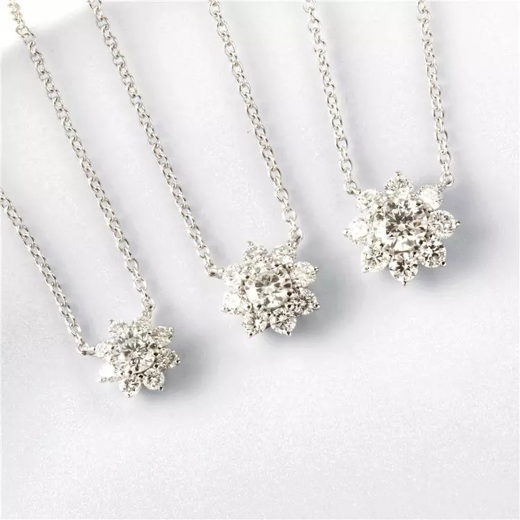 Sunflower Necklace Lab Diamond 18K White Gold