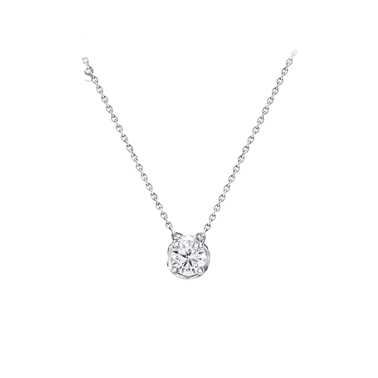 One Stone Round Brilliant Cut Diamond Necklace