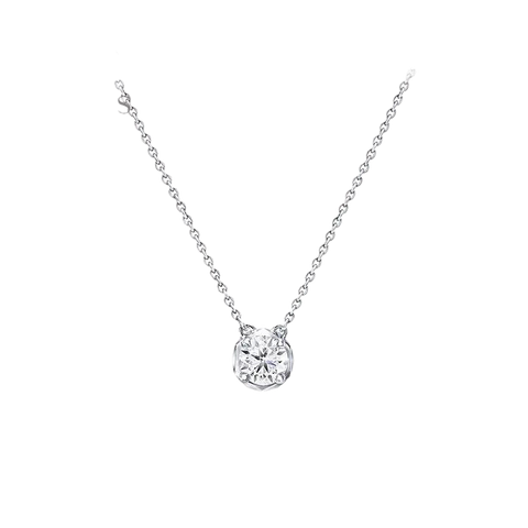 One Stone Round Brilliant Cut Diamond Necklace