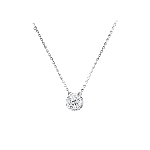 One Stone Round Brilliant Cut Diamond Necklace