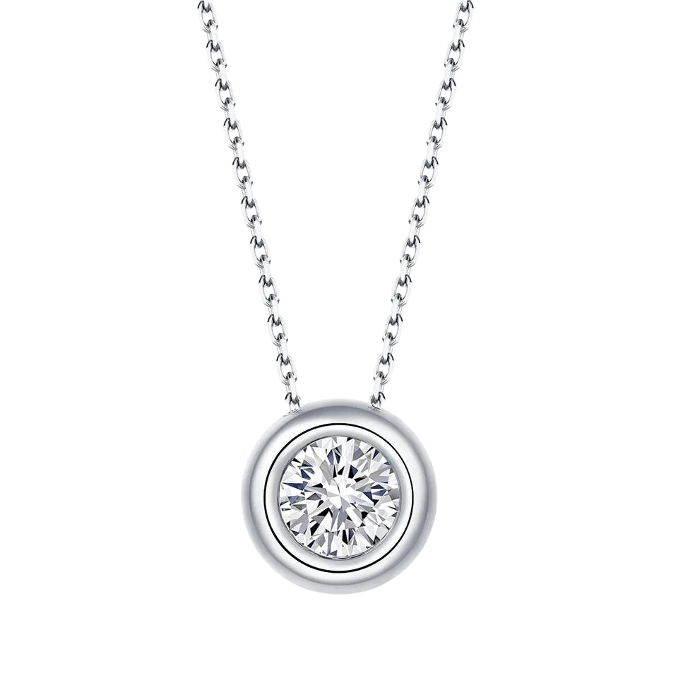 Classic One Stone Round Cut Lab Grown Diamond Necklace