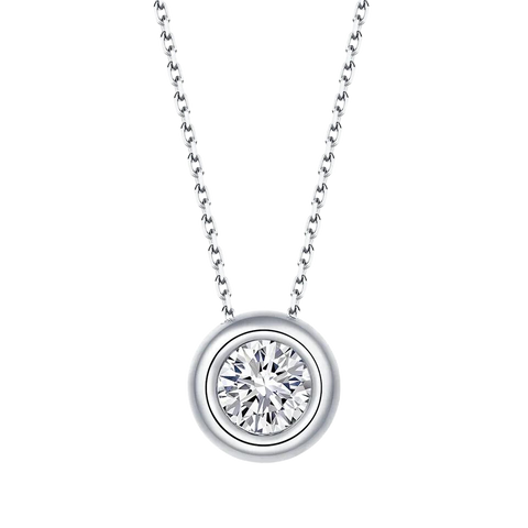 Classic One Stone Round Cut Lab Grown Diamond Necklace