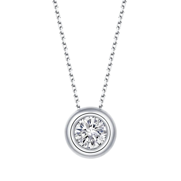 Classic One Stone Round Cut Lab Grown Diamond Necklace