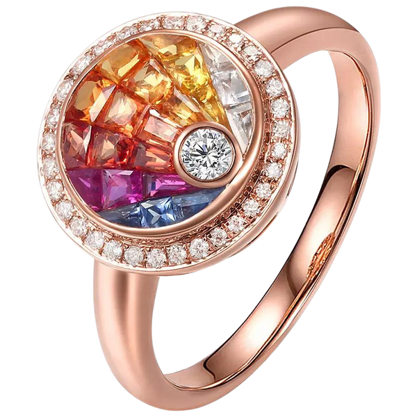 18k Gold Gemstone Ring Natural Multi Color Sapphire