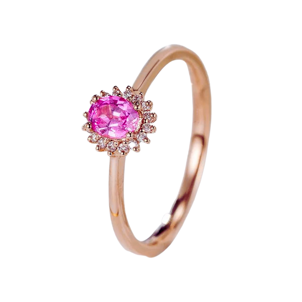 Pink Sapphire Natural Diamond Engagement Ring 18k Gold