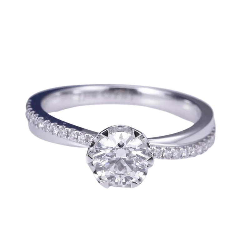 18k White Gold Elegant Solitaire Diamond Engagement Ring