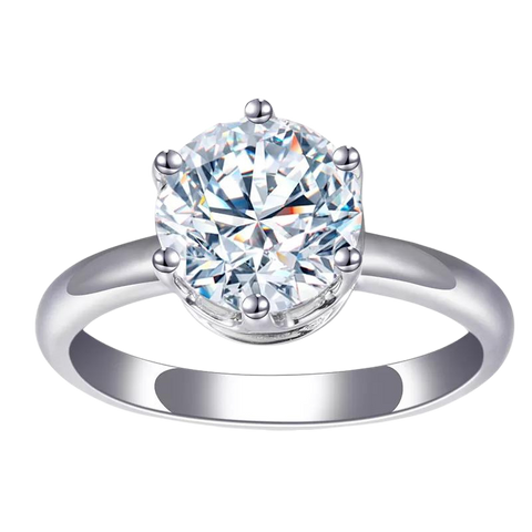 Round Engagement 14k White Gold Lab Diamond Ring