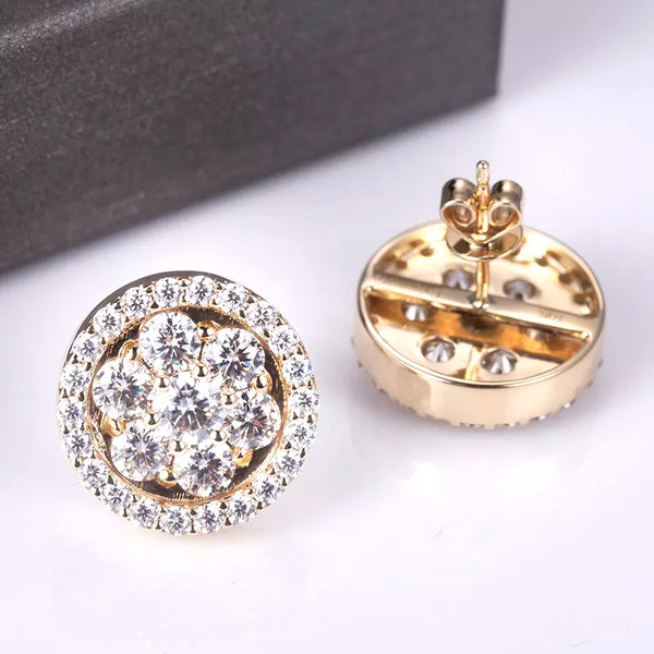 10k Yellow Gold Moissanite Diamond Stud Earrings