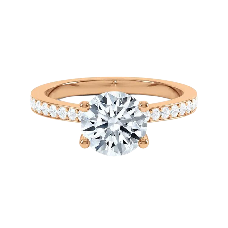 18k Gold Cathedral Diamond Engagement Ring