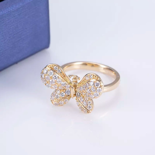 Butterfly Shape 18k Yellow Gold Engagement Ring