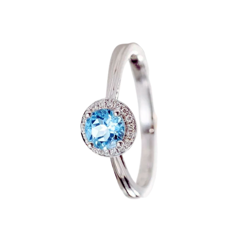 Diamond Blue Aquamarine Ring