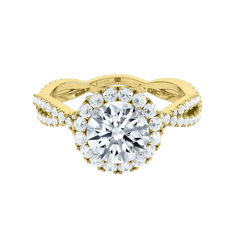 18k Gold Halo Lab Grown Diamond Ring