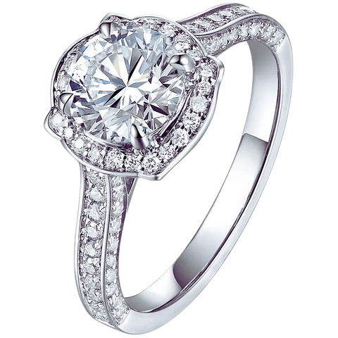 Designer Diamonds Engagement Ring 18k Solid White Gold