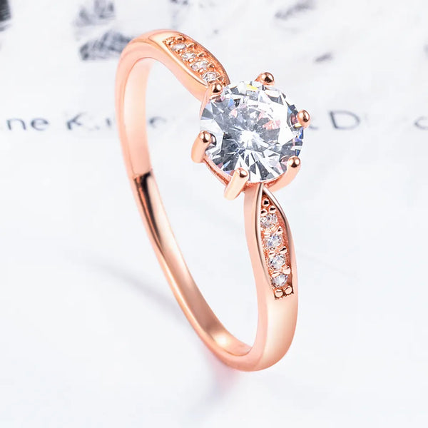 Sterling Silver Solitaire Zircon Diamond Ring