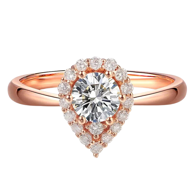 18k Gold Pear Halo Lab Grown Diamond Engagement Ring