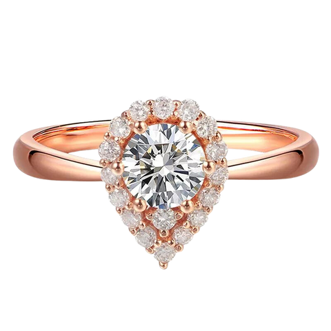 18k Gold Pear Halo Lab Grown Diamond Engagement Ring