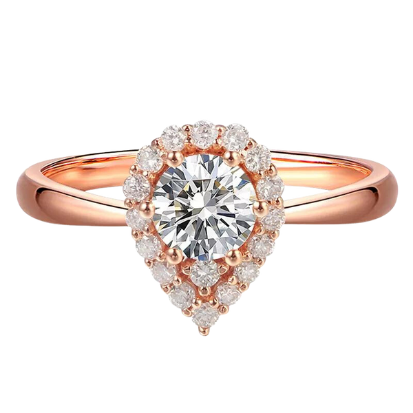 18k Gold Pear Halo Lab Grown Diamond Engagement Ring