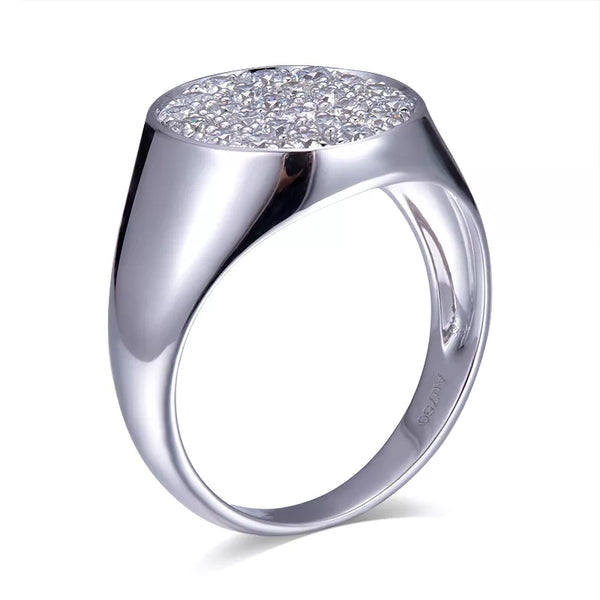 18k White Gold Round Cut Lab Grown Diamond Ring For Men