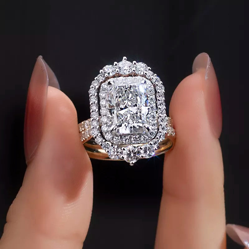 2.5 Carat Radiant Cut Lab Diamond Halo Engagement Ring