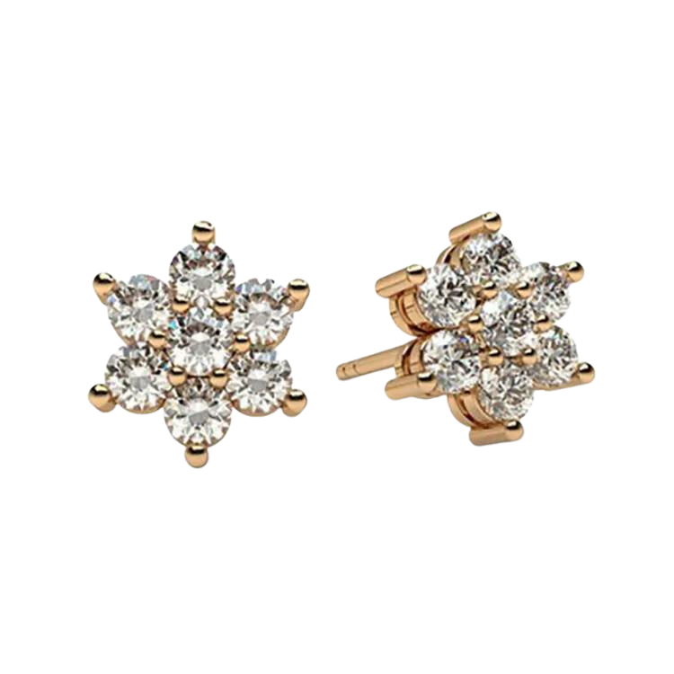 Luxury Flower Dazzling Diamond Studs Earrings