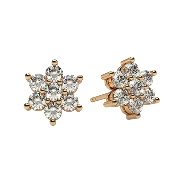 Luxury Flower Dazzling Diamond Studs Earrings