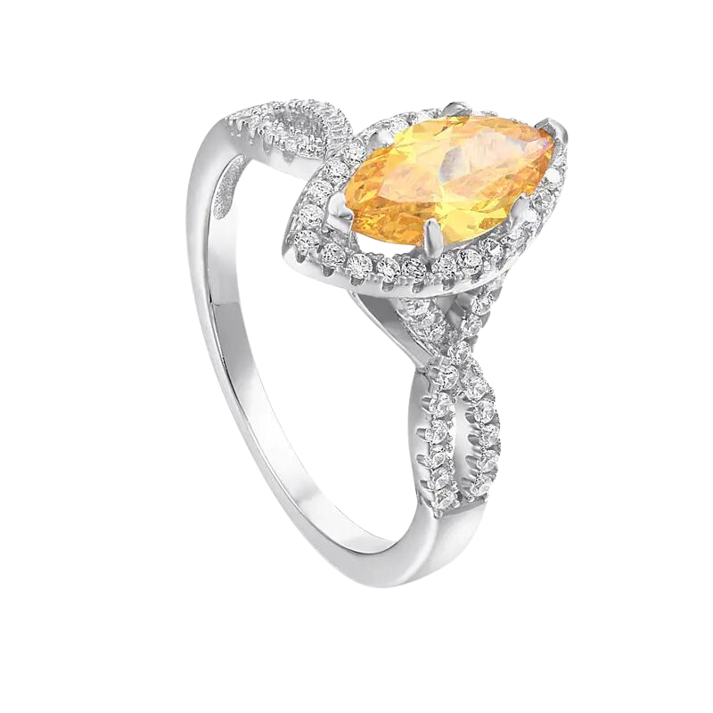 Luxury 925 Sterling Silver Inlaid Marquise Stone Ring