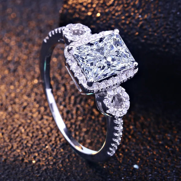 925 Sterling Silver Square Cubic Zirconia Ring