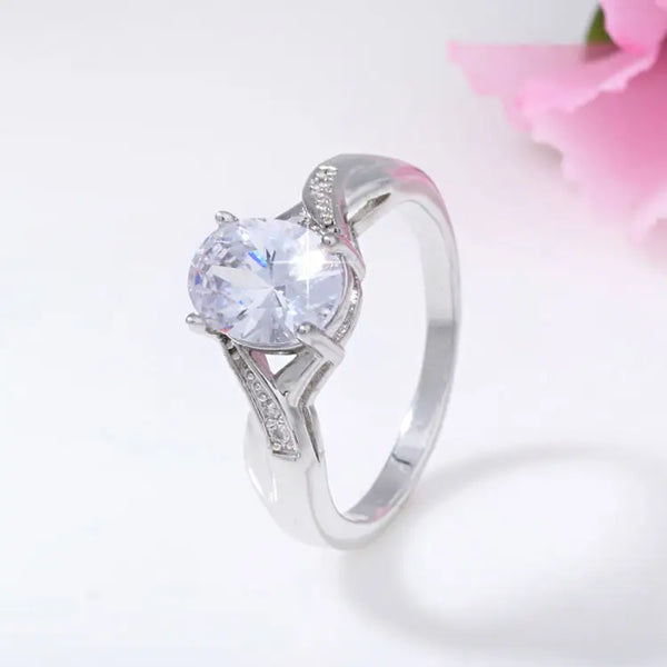 Vintage Style 925 Sterling Silver Oval Stone Ring