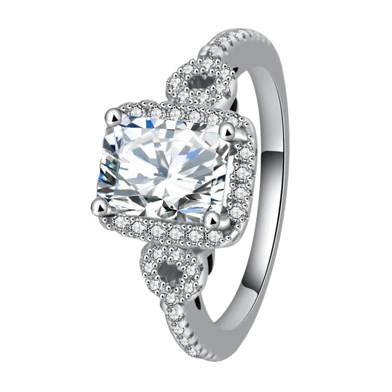 925 Sterling Silver Square Cubic Zirconia Ring