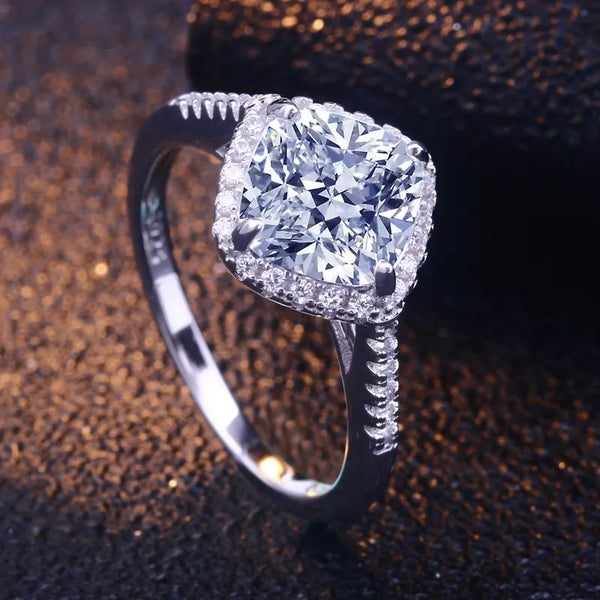 Trendy Sterling Silver Zircon Diamond Ring