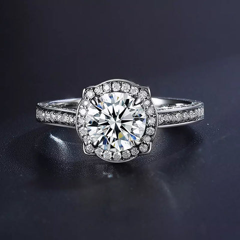 Designer Diamonds Engagement Ring 18k Solid White Gold