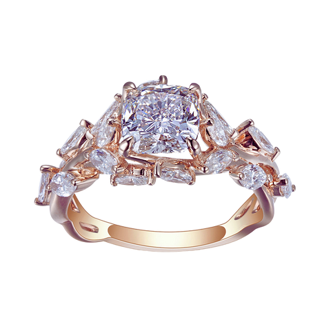 Solid Gold 18k Engagement Ring Cushion Cut Diamond