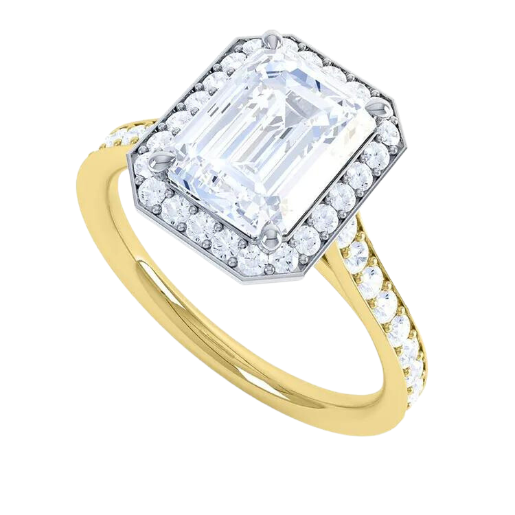 Gold Emerald Cut Diamond Ring